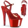 Pleaser Shoes By Pleaser USA SKY-309TTG Metallic Red Platform Stripper Shoes