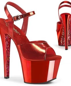 Pleaser Shoes By Pleaser USA SKY-309TTG Metallic Red Platform Stripper Shoes