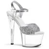 Pleaser Shoes By Pleaser USA SKY-310 Pleaser Shoes Silver Glitter Stripper Shoes 7 Inch Heels