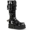 Women's Demonia Footwear SLACKER-260 Demonia Shoes Black Patent Gothic Knee High Boot