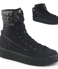 Unisex Demonia Footwear SNEEKER-270 Demonia Shoes Studded High Top Creeeper Sneaker