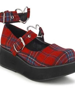 Women's Demonia Footwear SPRITE-02 Demonia Shoes Plaid Gothic Shoe