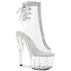 Pleaser Shoes By Pleaser USA STARDUST-1018C-2RS Pleaser Shoes Rhinestone Trimmed Clear Stripper Boots Booties And Ankle High Boots