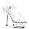 Pleaser Shoes By Pleaser USA STARDUST-608 Pleaser Shoes Clear 6 Inch Heel Sexy Sandal 6 Inch Heels