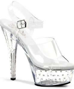 Pleaser Shoes By Pleaser USA STARDUST-608 Pleaser Shoes Clear 6 Inch Heel Sexy Sandal 6 Inch Heels