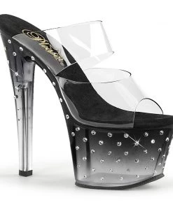 Pleaser Shoes By Pleaser USA STARDUST-702T Black Tinted Platform Stripper Shoes