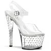 Pleaser Shoes By Pleaser USA STARDUST-708 Pleaser Shoes Rhinestone Studded Pole Dancing Shoes 7 Inch Heels