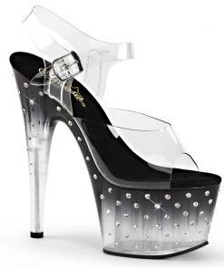 Pleaser Shoes By Pleaser USA STARDUST-708T Pleaser Shoes Tinted Black Platform Stripper Shoes 7 Inch Heels