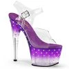 Pleaser Shoes By Pleaser USA Clearance Shoes STARDUST-708T Purple Tinted Rhinestone Stripper Shoe