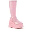 STOMP-200 Demonia Shoes Pink Patent Platform Knee Boot