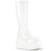 STOMP-200 Demonia Shoes White Platform Knee High Boots