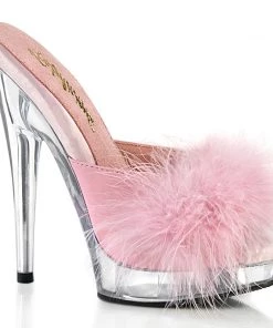 Fabulicious Shoes By Pleaser USA SULTRY-601F Sexy Stiletto High Heels With Marabou Fur Sexy Sandals