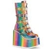 SWING-230 Demonia Shoes Platform Rainbow Festival Boot Booties And Ankle High Boots