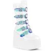 Knee High And Mid Calf Boots SWING-230 Demonia Shoes White Vegan Platform Festival Mid Calf Boot