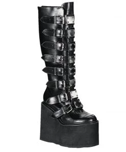 Women's Demonia Footwear SWING-815 Demonia Shoes Gothic Knee High Boot