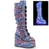 SWING-815 Demonia Shoes Reflective Cyber Festival Boot Women's Demonia Footwear