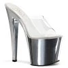 Pleaser Shoes By Pleaser USA 7 Inch Heels TABOO-701 Pleaser Shoes Clearance Silver Chrome Platform Stripper Shoe