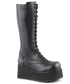 TRASHVILLE-502 Demonia Shoes Black Punk 17 Eyelet Boot Unisex Demonia Footwear