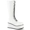 TRASHVILLE-502 Demonia Shoes White Knee High Boots Unisex Demonia Footwear