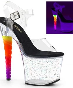 Pleaser Shoes By Pleaser USA UNICORN-708MG Pleaser Shoes Blacklight Reactive Unicorn Horn Heel Stripper Shoe