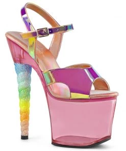 Pleaser Shoes By Pleaser USA UNICORN-711T Pleaser Shoes Bubble Gum Pink Unicorn Heel Stripper Shoe 7 Inch Heels