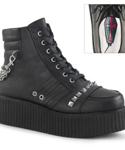 Unisex Demonia Footwear V-CREEPER-565 Demonia Shoes Studded Creeper Bootie