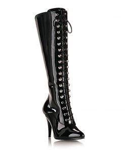 Pleaser Shoes By Pleaser USA VANITY-2020 Pleaser Shoes Black Patent 4 Inch High Heel Sexy Boot