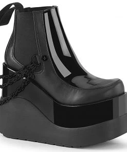 Women's Demonia Footwear VOID-50 Demonia Shoes Black Patent Gothic Bootie