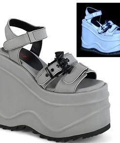 Women's Demonia Footwear WAVE-13 Demonia Shoes Gothic Blacklight Platform Sandals