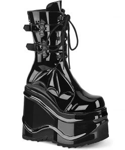 Women's Demonia Footwear WAVE-150 Demonia Shoes Wedge Gothic Boot