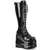 Women's Demonia Footwear WAVE-200 Demonia Shoes Black Patent Gothic Knee Boot