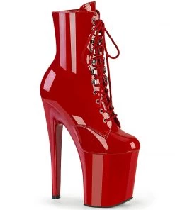 Pleaser Shoes By Pleaser USA Booties And Ankle High Boots XTREME-1020 Pleaser Shoes Red Patent Exotic Dancer Boot