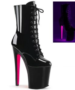 Pleaser Shoes By Pleaser USA XTREME-1020TT Blacklight Bottom Ankle High Exotic Dancer Boot Booties And Ankle High Boots