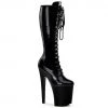 Pleaser Shoes By Pleaser USA Knee High And Mid Calf Boots XTREME-2020 8 Inch Heel Black Platform Exotic Dancer Boot