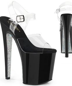Pleaser Shoes By Pleaser USA XTREME-808CRS Pleaser Shoes Rhinestone Heel Exotic Dancer Shoes 8 Inch Heels