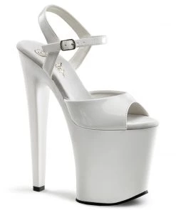 Pleaser Shoes By Pleaser USA 8 Inch Heels XTREME-809 Pleaser Shoes White Patent 8 Inch Exotic Dancer Shoe