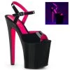 Pleaser Shoes By Pleaser USA 8 Inch Heels XTREME-809TT Pleaser Shoes Black Patent & Pink Platform Exotic Dancer Shoe