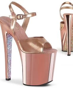 Pleaser Shoes By Pleaser USA XTREME-809TTG Pleaser Shoes Clearance Rose Gold Stripper Shoe