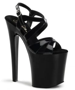 Pleaser Shoes By Pleaser USA XTREME-872 Pleaser Shoes Black Patent Strappy Platform Exotic Dancer Shoe